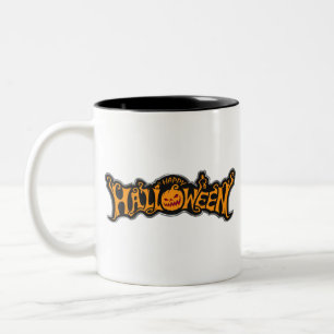 Glad Halloween Ruby Eye Pumpkin Silver Ram Två-Tonad Mugg