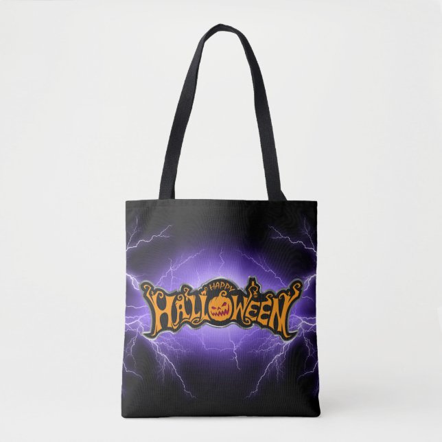 Glad Halloween Ruby Eyed Pumpkin Purple Lightning Tygkasse (Framsida)