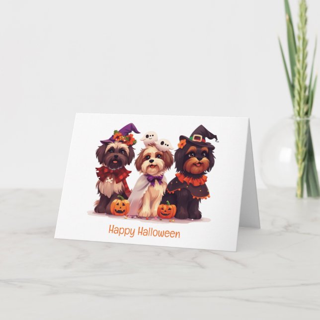 Glad Halloween Shih Tzu Hundar Helgkort (Framsida)