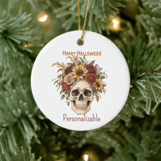 Glad Halloween Skalle Höst Blomsterarrangemang Julgransprydnad Keramik