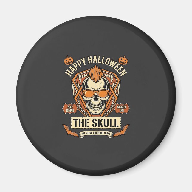 Glad Halloween Skalle Mohawk Solglasögon Pumpa B Magnet (Framsidan)