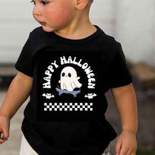 Glad Halloween Skater Spöke Småbarn Pojke T Shirt