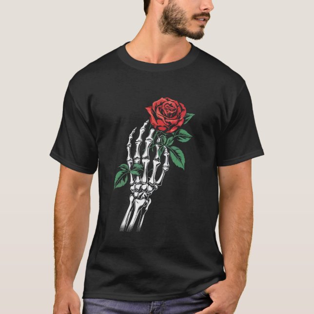 Glad Halloween Skelett Ben T Shirt (Framsida)