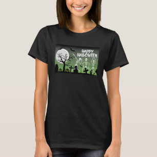 Glad Halloween skelett dansar i månljust grav T Shirt