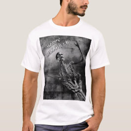 Glad Halloween. Skelett hålls av större skelett T Shirt