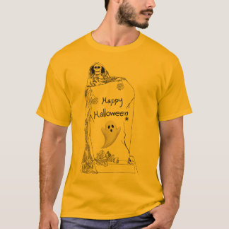 Glad Halloween – Skelett och spökdesign T Shirt