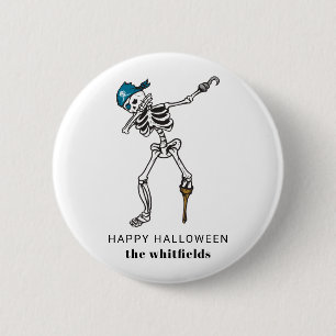 Glad Halloween Skelett Pirat Dabbar Familj Knapp