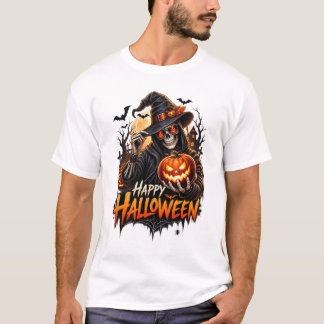 Glad Halloween Skelett Pumpa Present för Män T Shirt