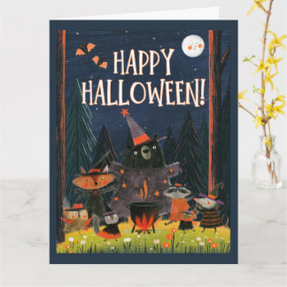 Glad Halloween Skogshexor Kort