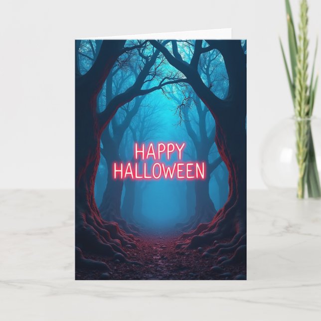 Glad Halloween Skogsvägskort Kort (Framsida)