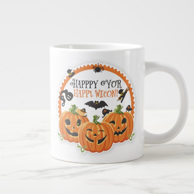 Glad Halloween Skräckfylld Säsongsfirande Design Jumbo Mugg (Höger)