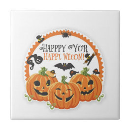 Glad Halloween Skräckfylld Säsongsfirande Design Kakelplatta