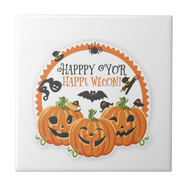 Glad Halloween Skräckfylld Säsongsfirande Design Kakelplatta (Framsidan)