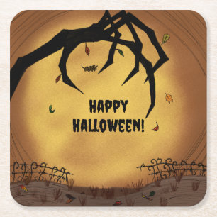 Glad Halloween Skräckhand Underlägg Papper Kvadrat