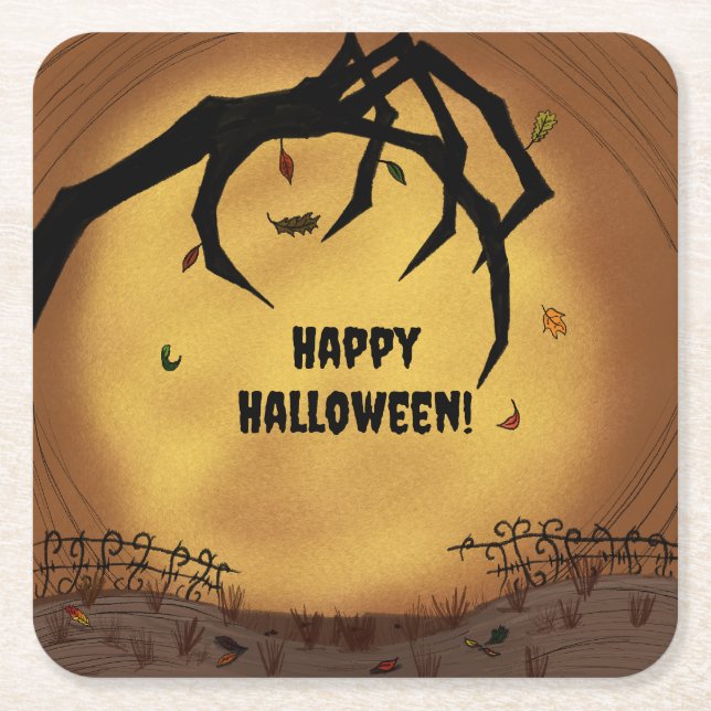 Glad Halloween Skräckhand Underlägg Papper Kvadrat (Framsidan)