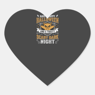 Glad Halloween Skräckig Mörk Natt Vektor Design Hjärtformat Klistermärke