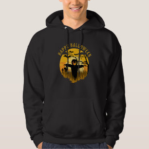 Glad Halloween Skräcklig Pumpahuvud Fågelskrämma   Hoodie
