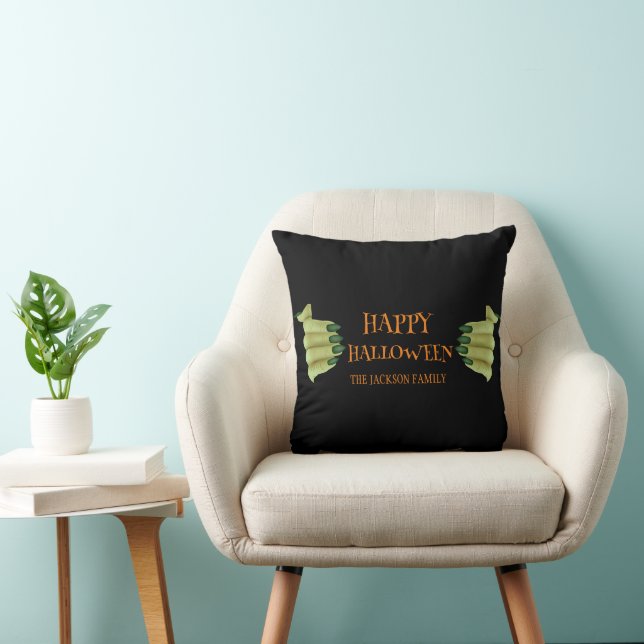 Glad Halloween | Skrämmande häxhand Familjenamn Kudde (Stol)