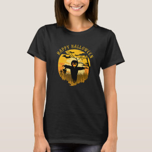 Glad Halloween Skrämmande Pumpahuvud Fågelskrämma T Shirt
