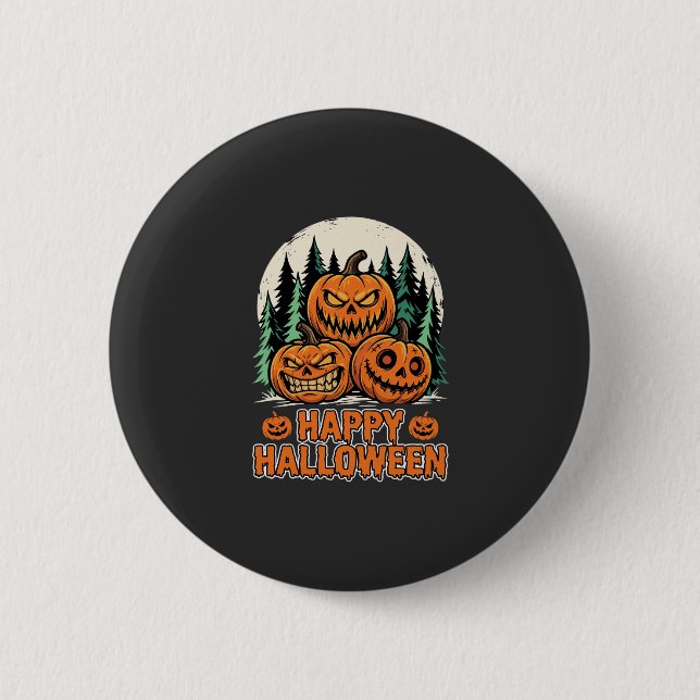 Glad Halloween Skrämmande Pumpaskog Vektor Knapp (Framsida)