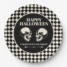 Glad Halloween Skrattande Döda Huvuden Svart Pappe