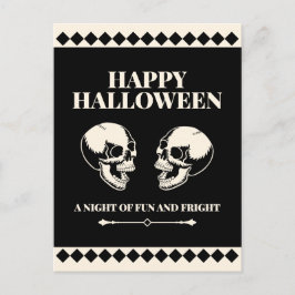 Glad Halloween Skrattande Döskallar Kul Helg Vykort