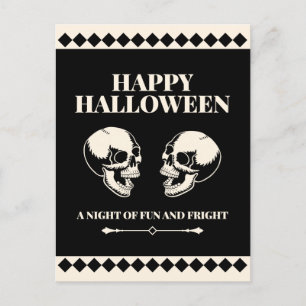 Glad Halloween Skrattande Döskallar Kul Helg Vykort