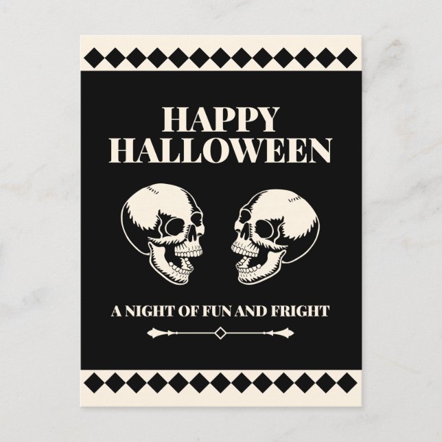 Glad Halloween Skrattande Döskallar Kul Helg Vykort (Framsida)