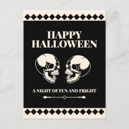 Glad Halloween Skrattande Döskallar Kul Helg Vykort