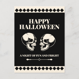 Glad Halloween Skrattande Döskallar Kul Helg Vykort