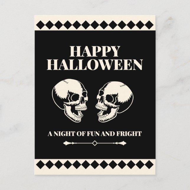 Glad Halloween Skrattande Döskallar Kul Helg Vykort (Framsida)
