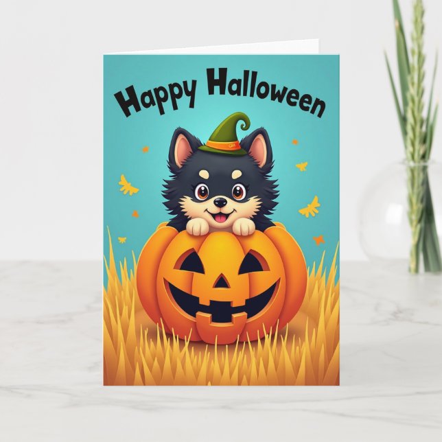 Glad Halloween Söt Djur Kort (Framsida)