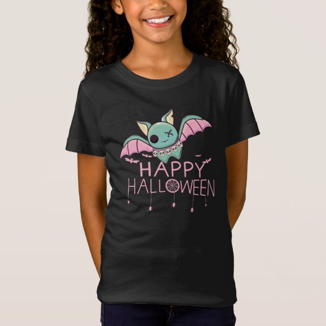 Glad Halloween Söt Fladdermus T Shirt (Framsida)