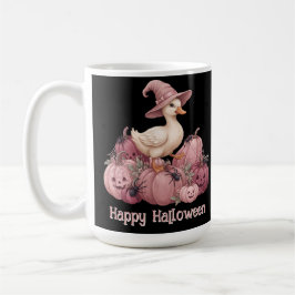 Glad Halloween Söt Häxa Anka & Rosa Pumpa Kaffemugg