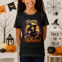 Glad Halloween Söt Häxa Flyger på Kvast