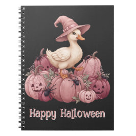 Glad Halloween Söt Häxduck & Rosa Pumpa Anteckningsbok