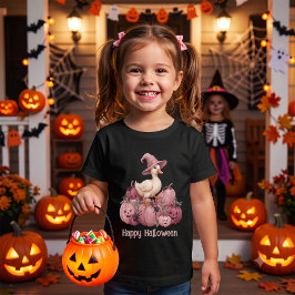 Glad Halloween Söt Häxduck & Rosa Pumpa T Shirt