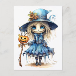 Glad Halloween | Söt lilla häxa Vykort