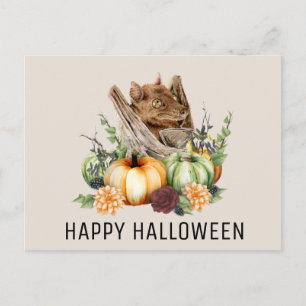 Glad Halloween Söt liten fladdermus med pumpor Vykort