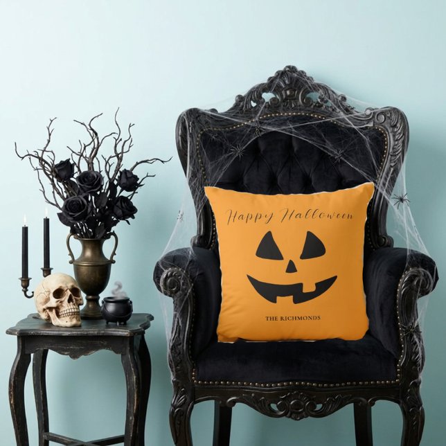 Glad Halloween Söt Pumpa Ansikte Personlig Kudde (Skapare uppladdad)