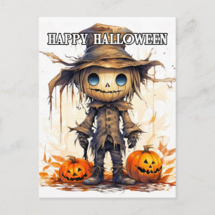 Glad Halloween   Söt Ragdoll Scarecrow Vykort