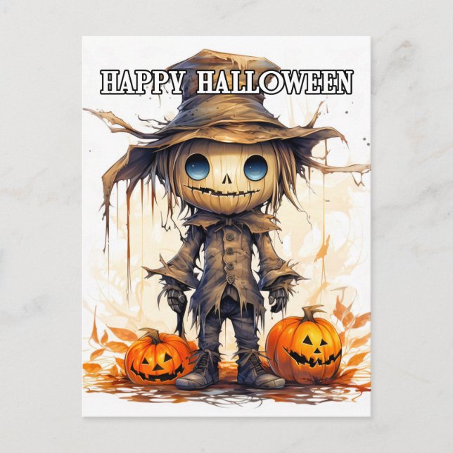 Glad Halloween | Söt Ragdoll Scarecrow Vykort (Framsida)