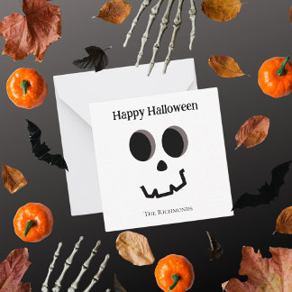 Glad Halloween Söt skelett-ansikte hälsning Anteckningskort