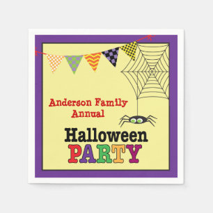 Glad Halloween Söt spindel & nät Färgrik Pappersservett
