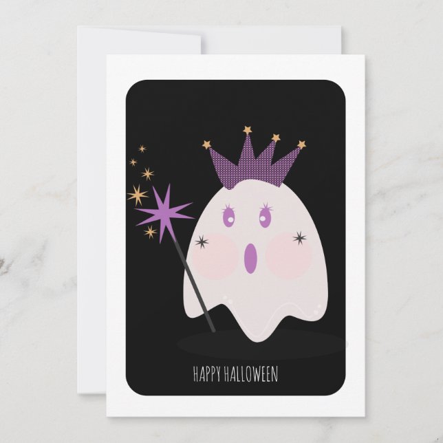 Glad Halloween Söt Spök Prinsessa Kort (Framsida)