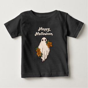 Glad Halloween Söt Spöke med Blommor T Shirt