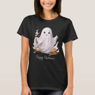 Glad Halloween Söt Spöke Svart Halloween T Shirt