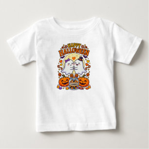 Glad Halloween Söt Spökpar med Godisburk T Shirt