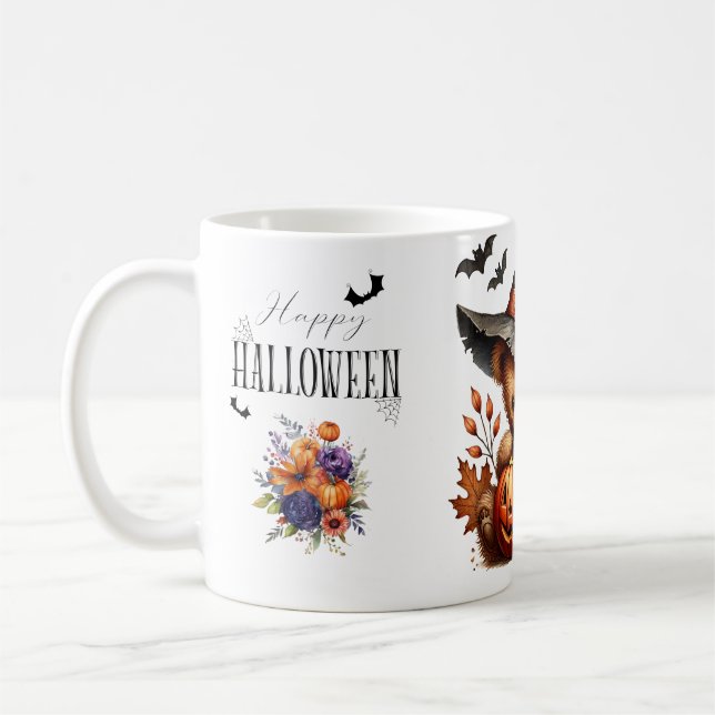 Glad Halloween Söt Trollkarl Björn Högtid Kaffemugg (Vänster)