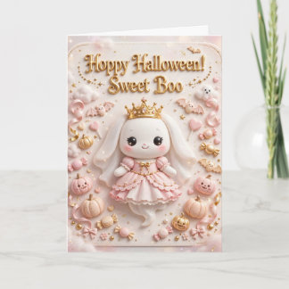 Glad Halloween Söta Boo Gullig Kaninprinsessa Grön Kort